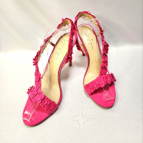 Jessica Simpson Shoes - Jessica Simpson Pink Suede Floral Women's Heels